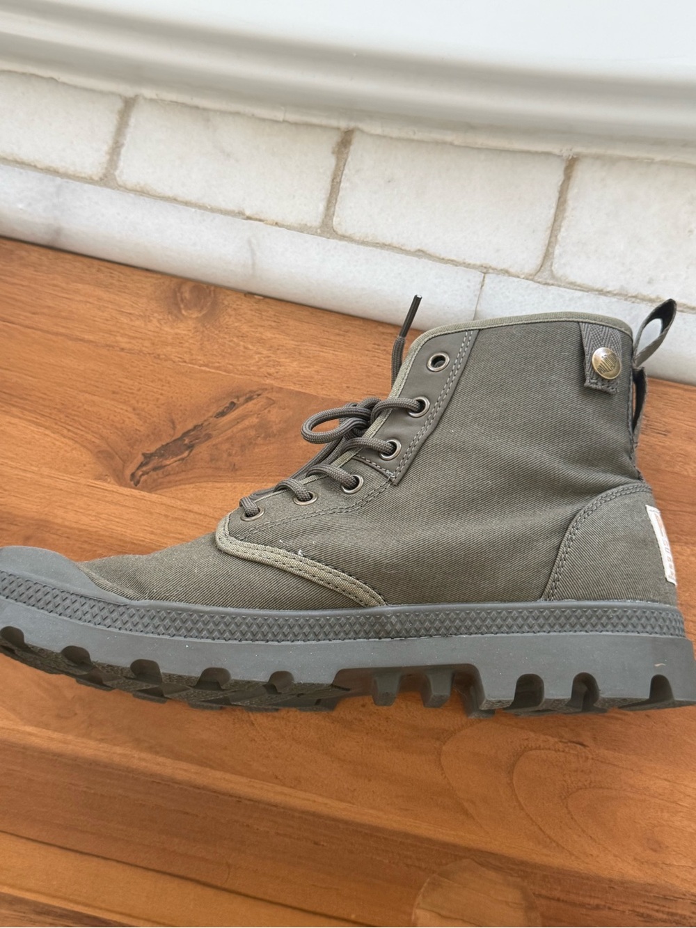 Palladium Men's Olive Green Canvas Combat Boot Size  9.5 - Picture 3 of 7